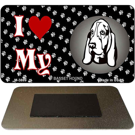 I Love My Basset Hound Novelty Metal Magnet M-3889