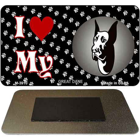 I Love My Great Dane Novelty Metal Magnet M-3910