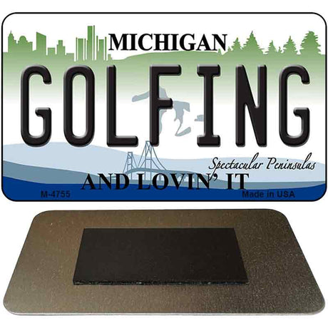 Golfing Michigan State License Plate Tag Novelty Magnet M-4755