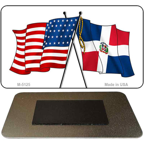 USA Dominican Republic Crossed Flags Novelty Metal Magnet M-5125