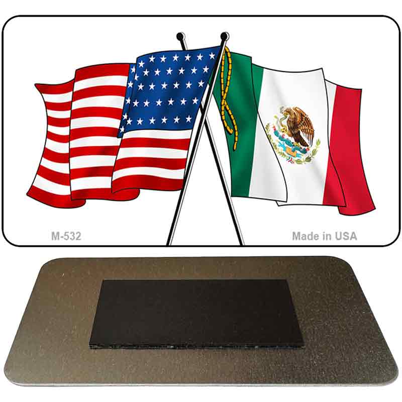 USA Mexico Crossed Flags Novelty Metal Magnet M-532