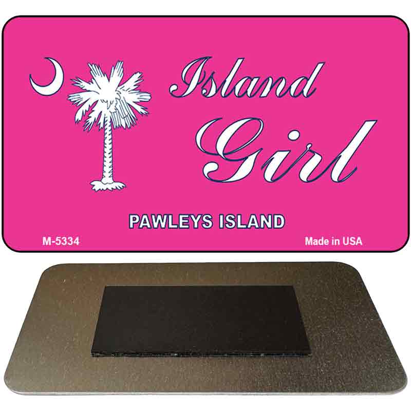 Island Girl Pink Flag Novelty Metal Magnet M-5334