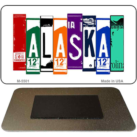 Alaska License Plate Tag Art Novelty Metal Magnet