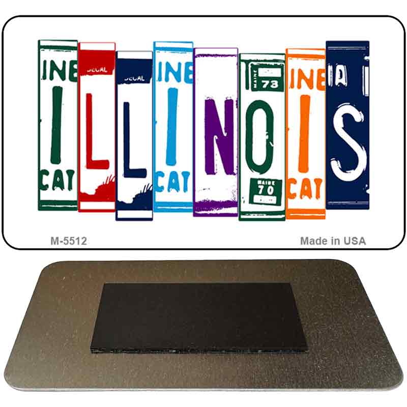 Illinois License Plate Tag Art Novelty Metal Magnet