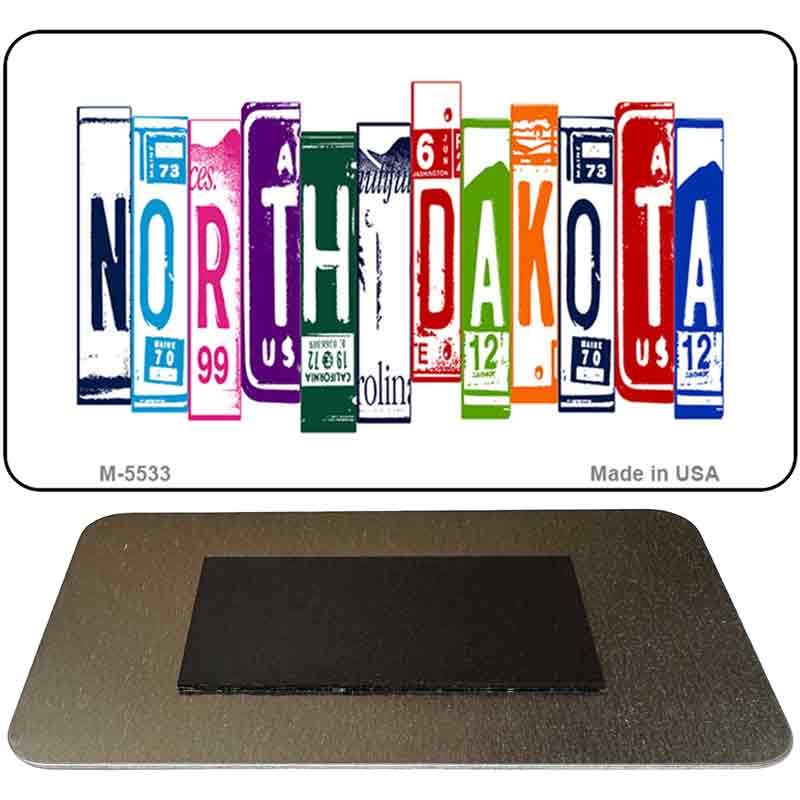 North Dakota License Plate Tag Art Novelty Metal Magnet