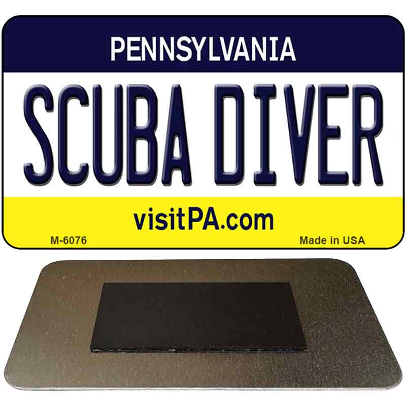 Scuba Diver Pennsylvania State License Plate Tag Magnet M-6076