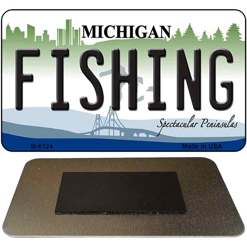 Fishing Michigan State License Plate Tag Novelty Magnet M-6124