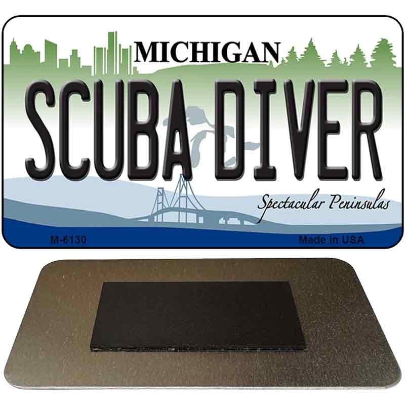 Scuba Diver Michigan State License Plate Tag Novelty Magnet M-6130