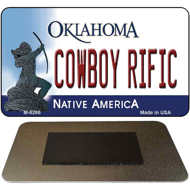 Cowboy Rific Oklahoma State License Plate Tag Novelty Magnet M-6266