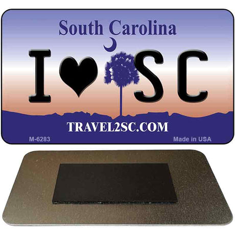 I Love SC South Carolina State License Plate Tag Magnet M-6283