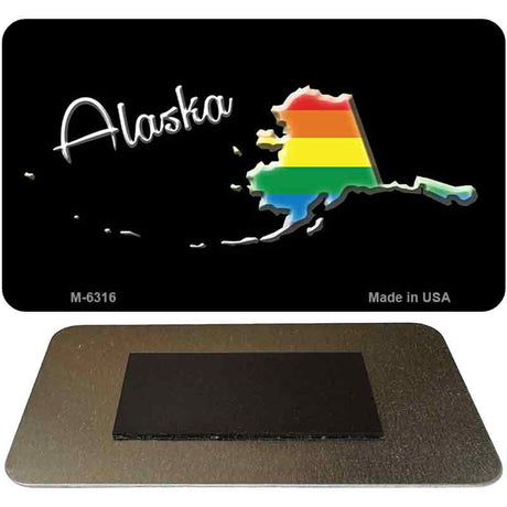 Alaska State Outline Rainbow Novelty Metal Magnet M-6316