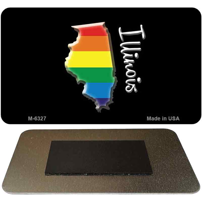 Illinois State Outline Rainbow Novelty Metal Magnet M-6327