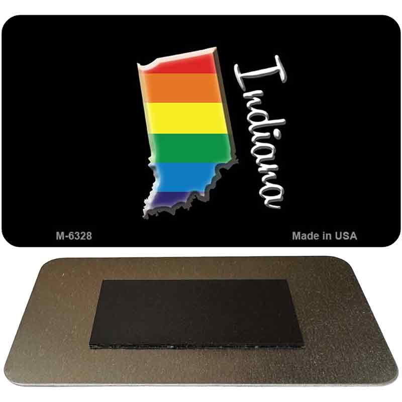 Indiana State Outline Rainbow Novelty Metal Magnet M-6328