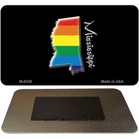 Mississippi State Outline Rainbow Novelty Metal Magnet M-6338