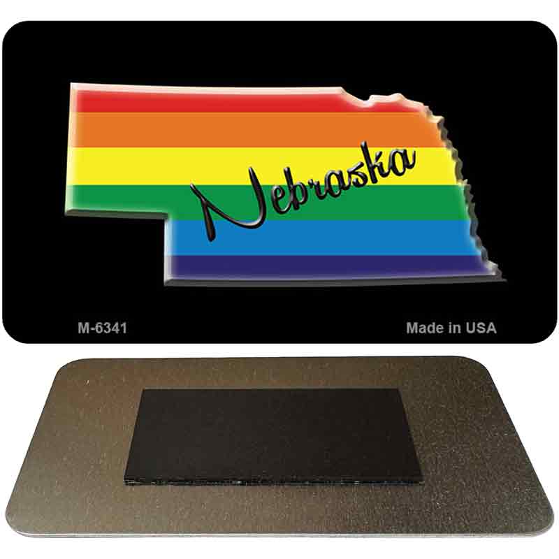 Nebraska State Outline Rainbow Novelty Metal Magnet M-6341