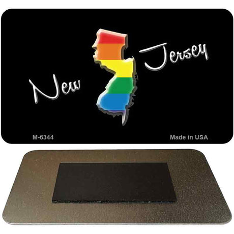 New Jersey State Outline Rainbow Novelty Metal Magnet M-6344