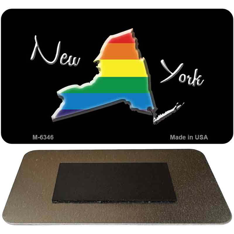 New York State Outline Rainbow Novelty Metal Magnet M-6346