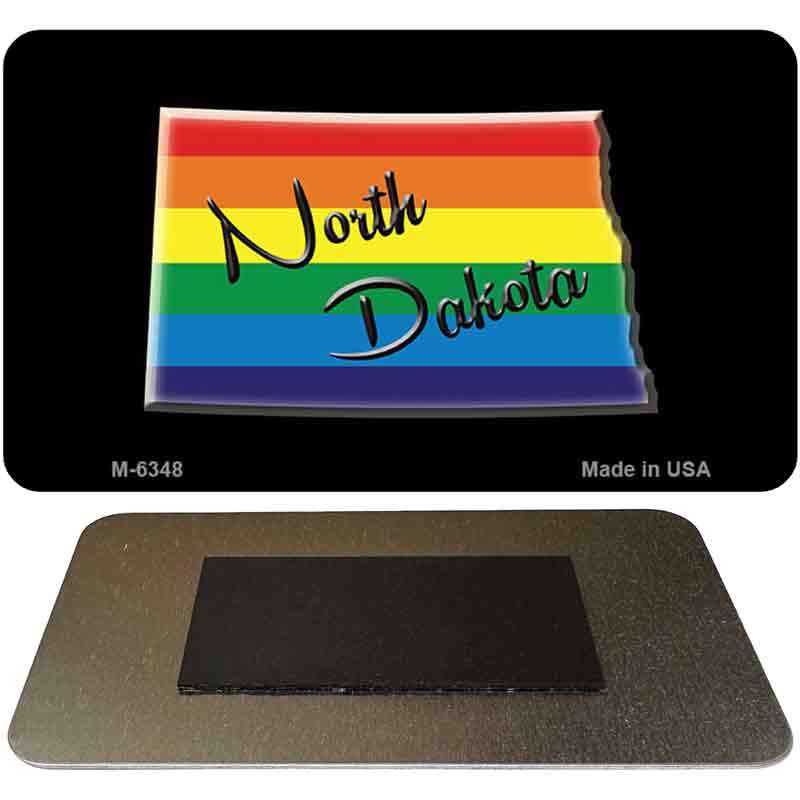 North Dakota State Outline Rainbow Novelty Metal Magnet M-6348