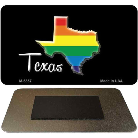 Texas State Outline Rainbow Novelty Metal Magnet M-6357