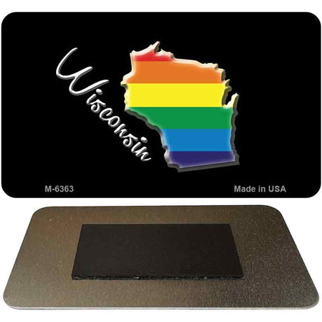 Wisconsin State Outline Rainbow Novelty Metal Magnet M-6363