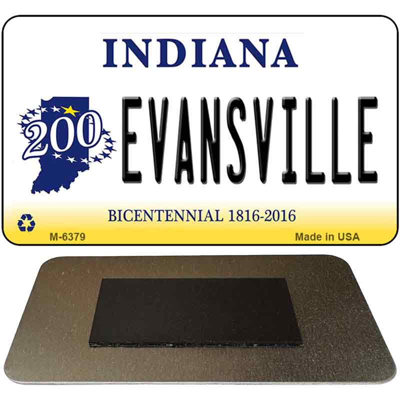 Evansville Indiana State License Plate Tag Novelty Magnet M-6379