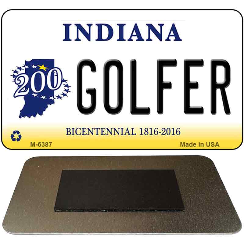 Golfer Indiana State License Plate Tag Novelty Magnet M-6387