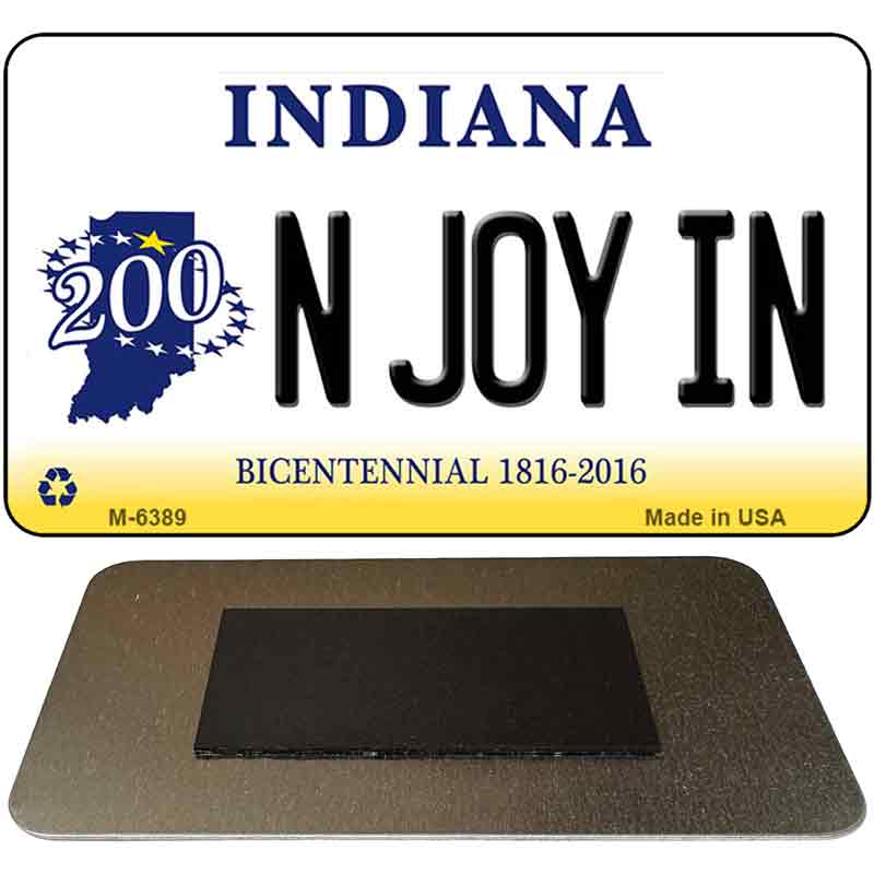 N Joy IN Indiana State License Plate Tag Novelty Magnet M-6389