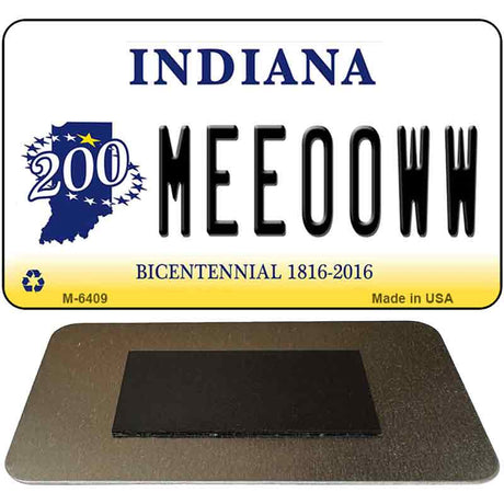 Meeooww Indiana State License Plate Tag Novelty Magnet M-6409