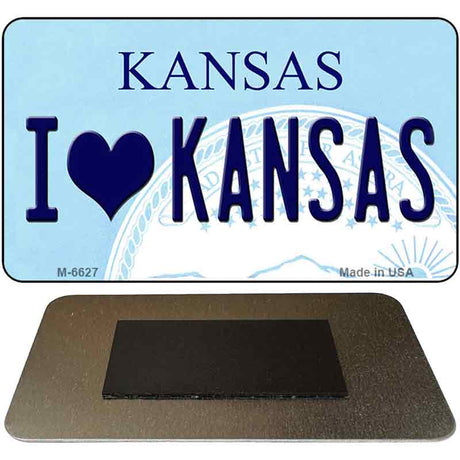 I Love Kansas State License Plate Tag Novelty Magnet M-6627