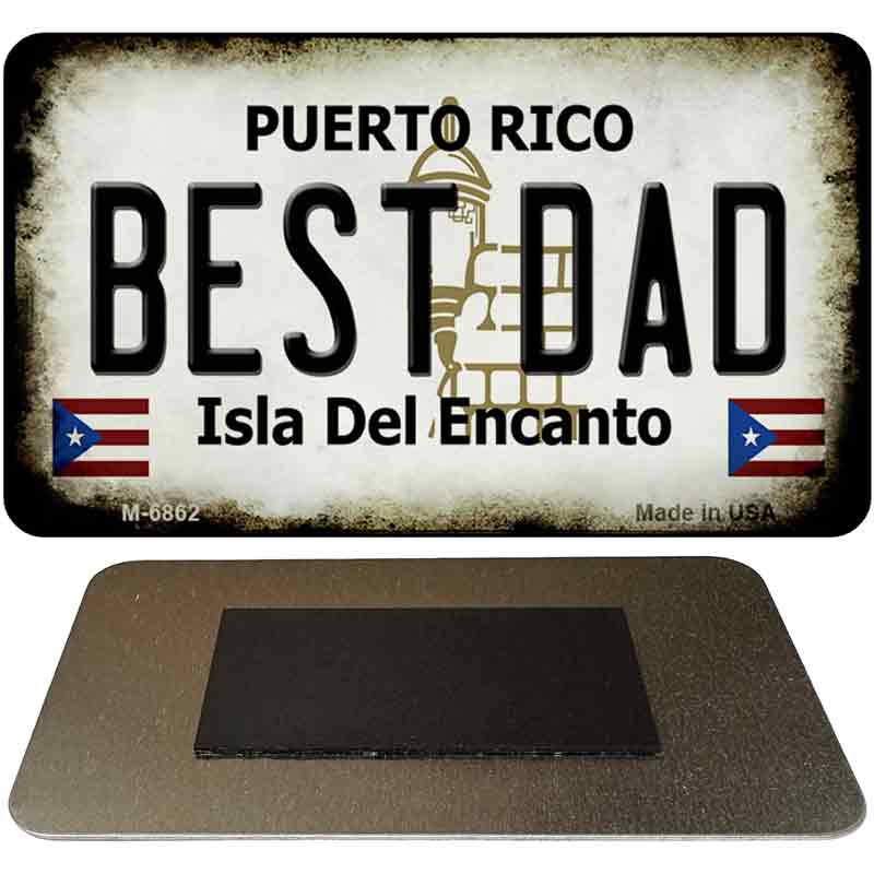 Best Dad Puerto Rico State License Plate Tag Magnet M-6862