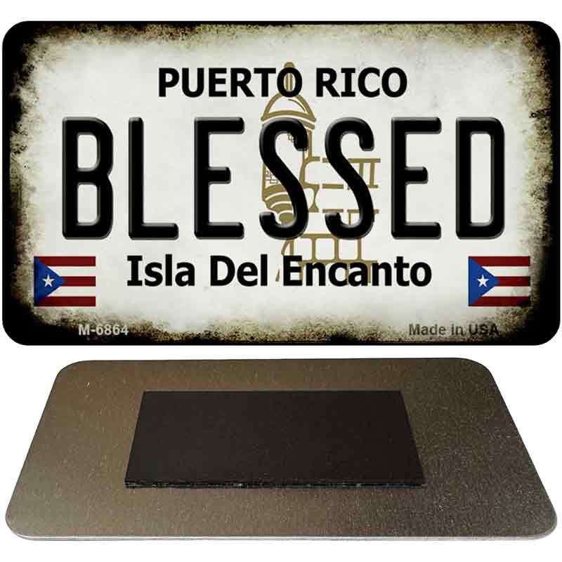 Blessed Puerto Rico State License Plate Tag Magnet M-6864