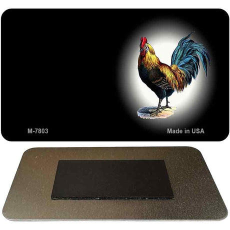 Rooster Black Offset Novelty Metal Magnet M-7803