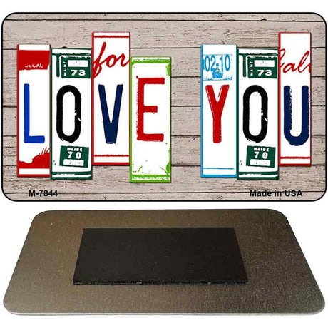 Love You Wood Cut Letter Novelty Metal Magnet M-7844