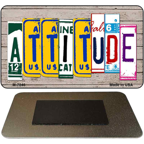 Attitude Wood Cut Letter Novelty Metal Magnet M-7846