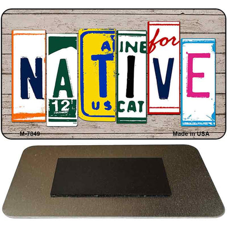 Native Wood Cut Letter Novelty Metal Magnet M-7849