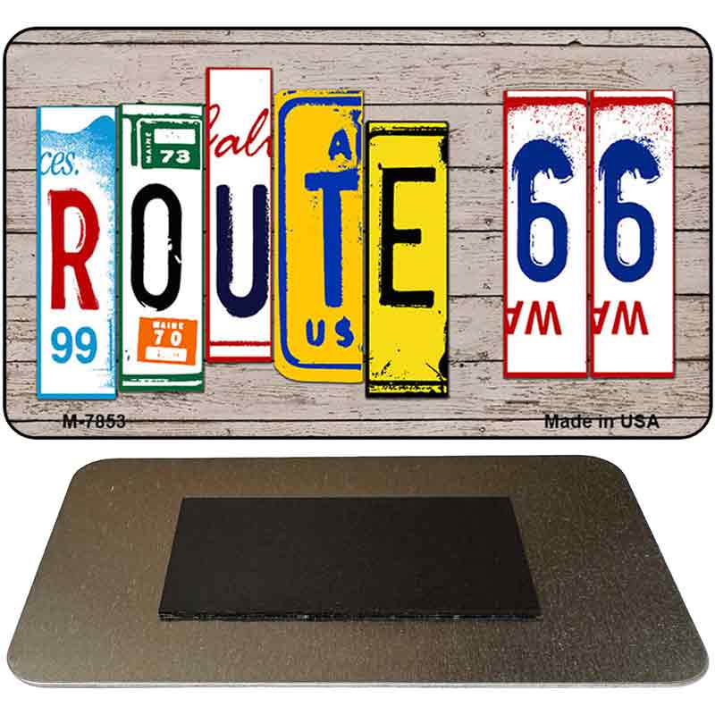 Route 66 Wood Cut Letter Novelty Metal Magnet M-7853