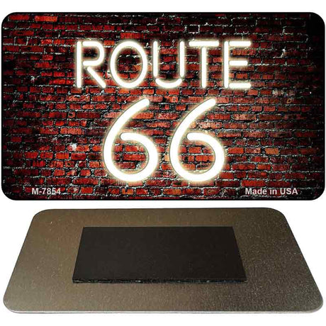 Route 66 Neon On Brick Wall Novelty Metal Magnet M-7854