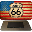 Route 66 American Flag On Wood Novelty Metal Magnet M-7869