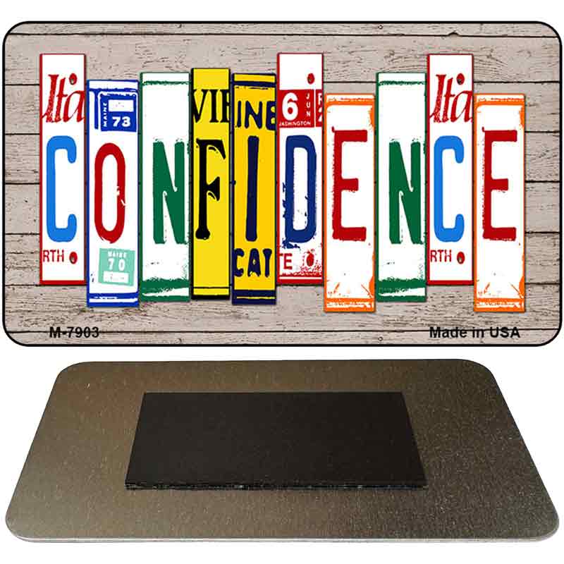 Confidence License Plate Tag Art Novelty Metal Magnet M-7903