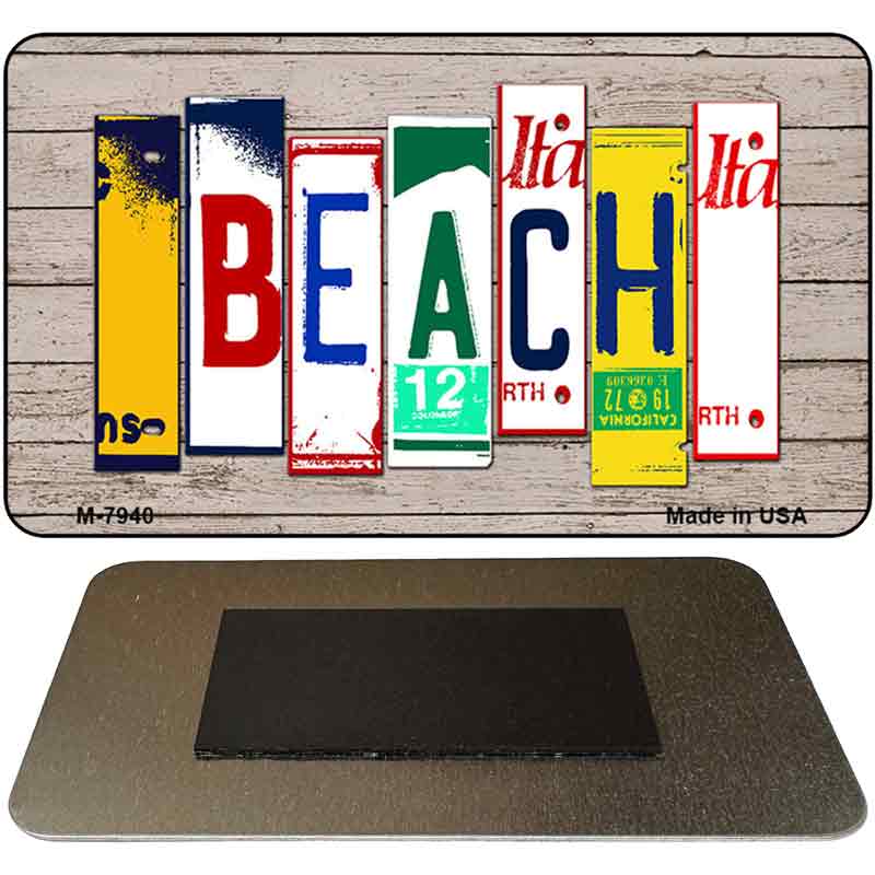 Beach Wood Cut Letter Novelty Metal Magnet M-7940