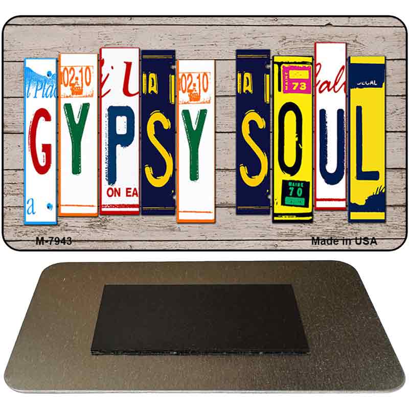 Gypsy Soul Wood Cut Letter Novelty Metal Magnet M-7943