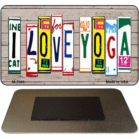 I Love Yoga Wood Cut Letter Novelty Metal Magnet M-7945