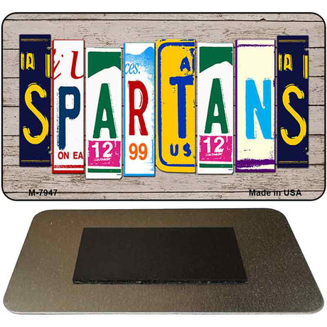 Spartans Wood Cut Letter Novelty Metal Magnet M-7947