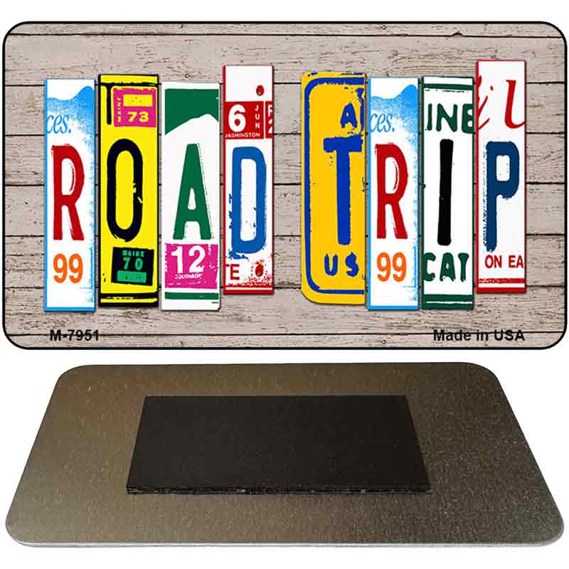 Road Trip Wood Cut Letter Novelty Metal Magnet M-7951