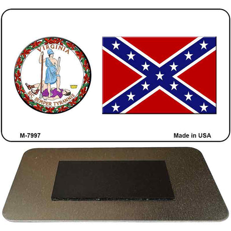 Confederate Flag Virginia Seal Novelty Magnet M-7997