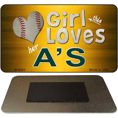 This Girl Loves Her A's Novelty Metal Magnet M-8083