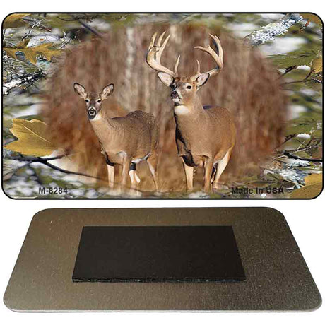 Two Deer on Camo Novelty Metal Magnet M-8284