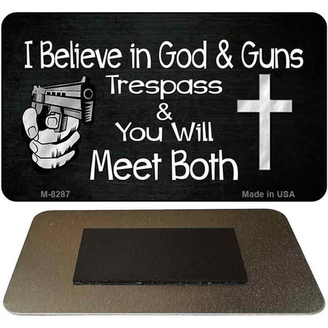 God and Guns Novelty Metal Magnet M-8287