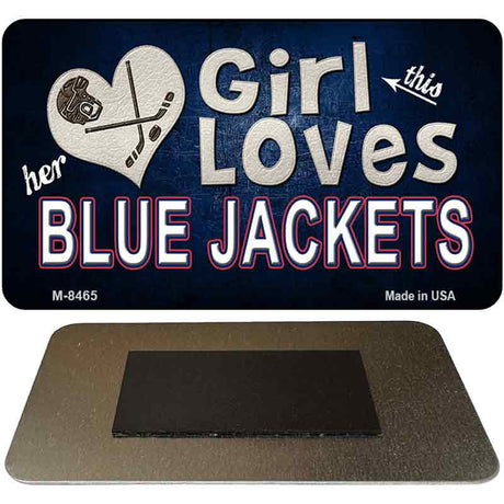 This Girl Loves Her Blue Jackets Novelty Metal Magnet M-8465