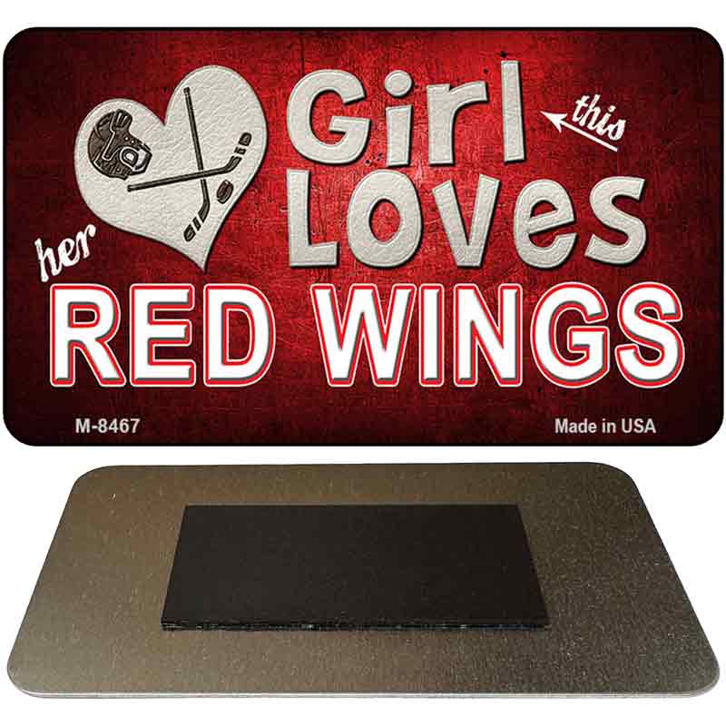 This Girl Loves Her Red Wings Novelty Metal Magnet M-8467